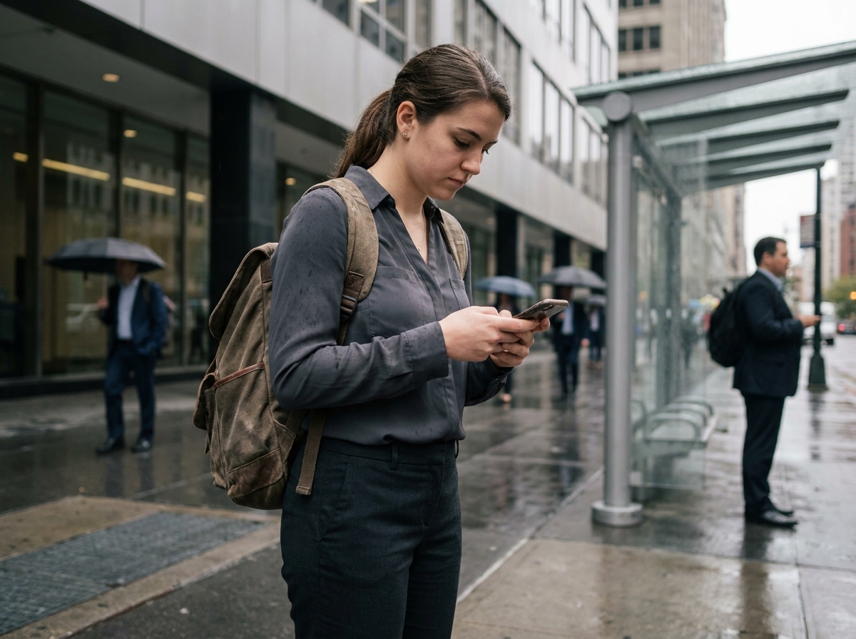 Femme d affaires de 19 ans vérifiant son téléphone